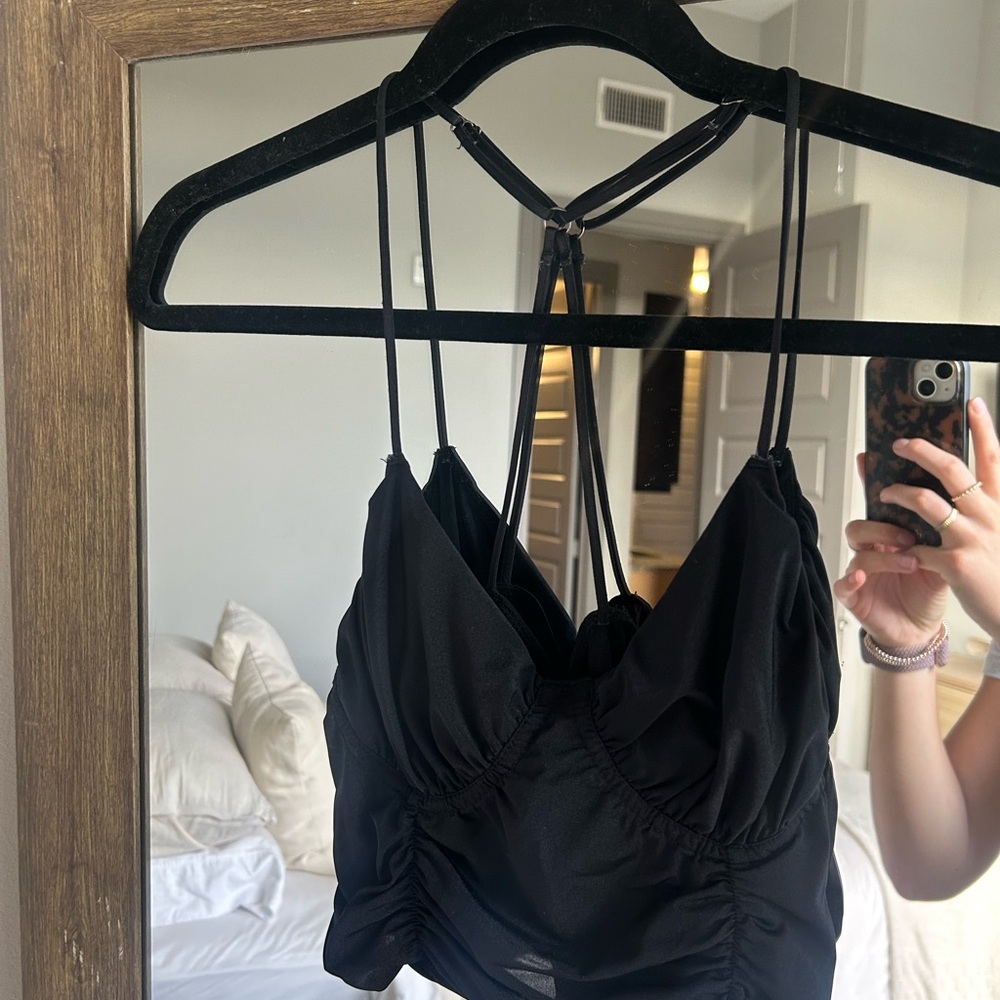 Black Strappy Crop Top